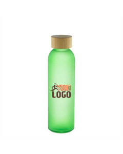 Borraccia 500 ml in vetro semi trasparente e tappo in bambù