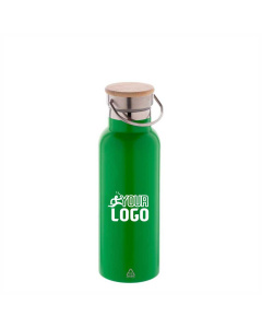 Borraccia termica 500 ml in acciaio riciclato con coperchio in bambù