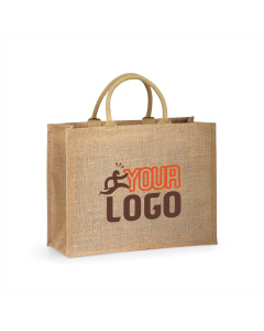 Shopper ecologica in iuta con manici rigidi e fodera