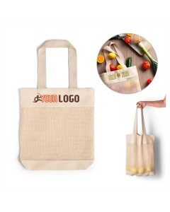 Borsa in cotone con rete frontale | 39 x 43 x 8 cm | 180gr