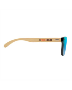 Occhiali da sole con lenti specchiate e aste in bamboo