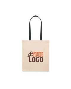 Borsa shopping in cotone con manici colorati 140gr