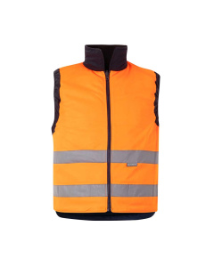 Gilet imbottito reversibile con strisce riflettenti e tasche multiple