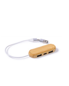 Hub Usb con logo in bambù