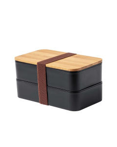 Lunch box con coperchio bambù e set di posate