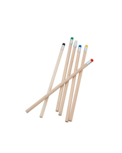 Matita in legno naturale con gomma colorata