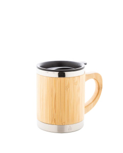 Mug termico 300 ml in acciaio riciclato e bambù