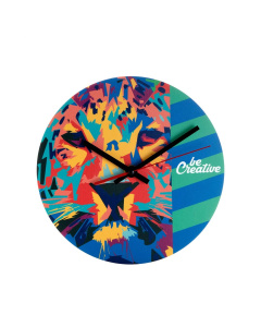 Orologio da parete rotondo in legno con grafica completamente personalizzata