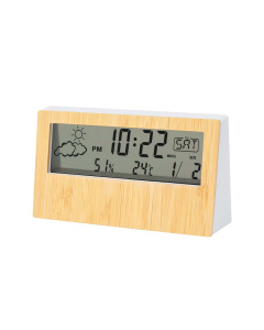 Orologio digitale con stazione meteo in bambù e ABS