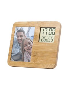Orologio da tavolo con portafoto e logo