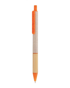 Penna a sfera in paglia di grano e bambù con refill blu