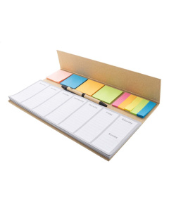 Planner da scrivania con penna e post-it