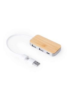 Porta usb 3 uscite in allumino riciclato e bambu