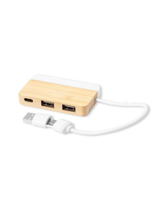 Hub usb 3 uscite in bambù e marmo personalizzabile