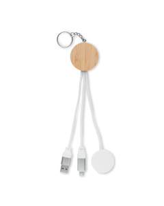 Portachiavi in bambù con cavo 4 in 1 EasySync