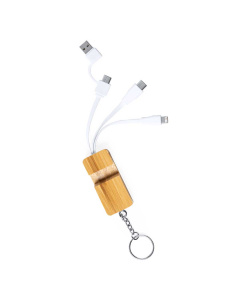 Portachiavi in bambù con supporto per cellulare e cavo di ricarica USB