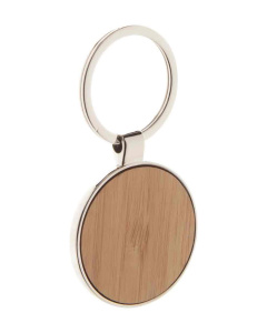 Portachiavi rotondo in legno e metallo