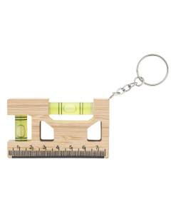 Portachiavi multifunzione in bambù con righello e livella