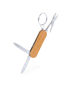 Portachiavi multiutensile in legno naturale e acciaio inox