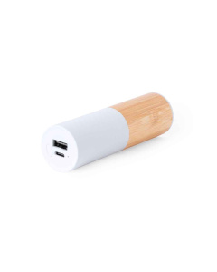 Power bank cilindrica in bambù e fibra di grano