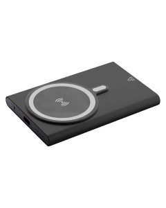 Power bank in alluminio riciclato con ricarica wireless, 5000 mAh