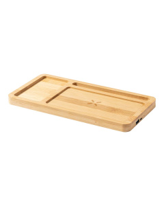 Power bank wireless e organizer in bambù