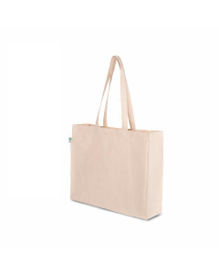 Shopper con soffietto in cotone organico | 34 x 42 x 12 cm | 300 g