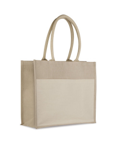 Borsa in iuta manici lunghi e soffietto| 40,5 x 35 x 17 cm