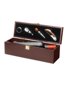 Scatola regalo in legno per vino con 4 accessori