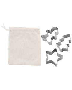 Set 3 forme per biscotti natalizi con sacchetto in cotone