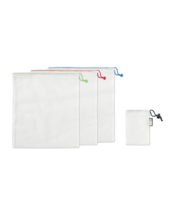 Set 3 sacche a rete RPET riutilizzabili