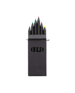 Set 6 matite nere in legno in scatola di cartoncino