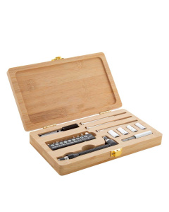 Set attrezzi di 21 pezzi con scatola in bambù