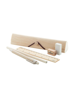 Set da cancelleria ecologico in legno da 5 pezzi