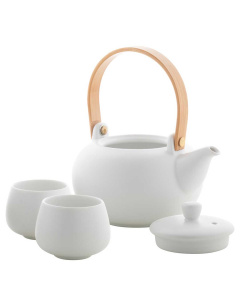 Set da tè con teiera e tazze, 600 ml e 110 ml, manico in bambù