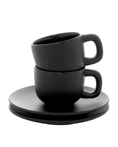 Set di 2 tazze cappuccino da 200 ml in ceramica con piattini