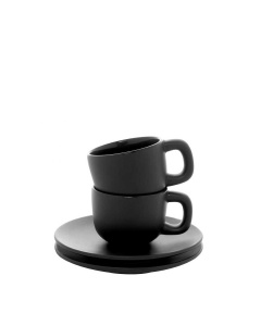 Set di 2 tazze espresso da 85 ml in ceramica con piattini