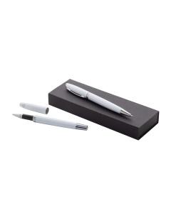 Set di penna e roller in alluminio riciclato e confezione regalo