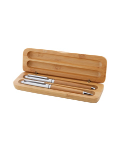 Set biro e roller in bambù da personalizzare