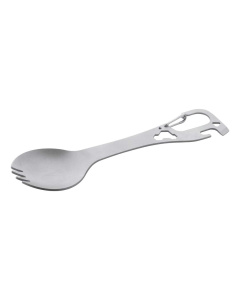Set posate in acciaio inox con multi-utensile e moschettone