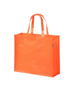 Shopper con logo e soffietto riciclate | 42 × 35 × 15 cm | 105gr