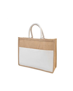 Borsa da spiaggia in juta con tasca e manici in cotone