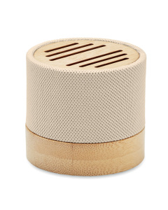 Speaker wireless RPET con Led e finitura bamboo