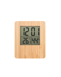 Stazione meteorologica con orologio digitale in bambù
