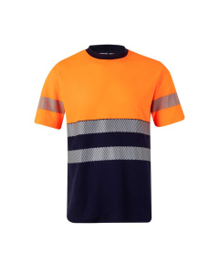 T-shirt tecnica bicolore in piqué con inserti riflettenti