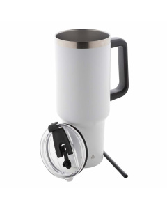 Tazza termica molto grande in acciaio riciclato coperchio e cannuccia 1200 ml