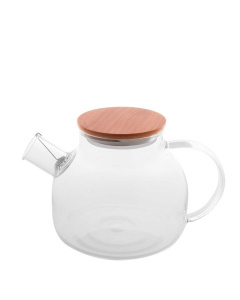 Teiera da 1000 ml in vetro con coperchio in bambù e filtro in acciaio