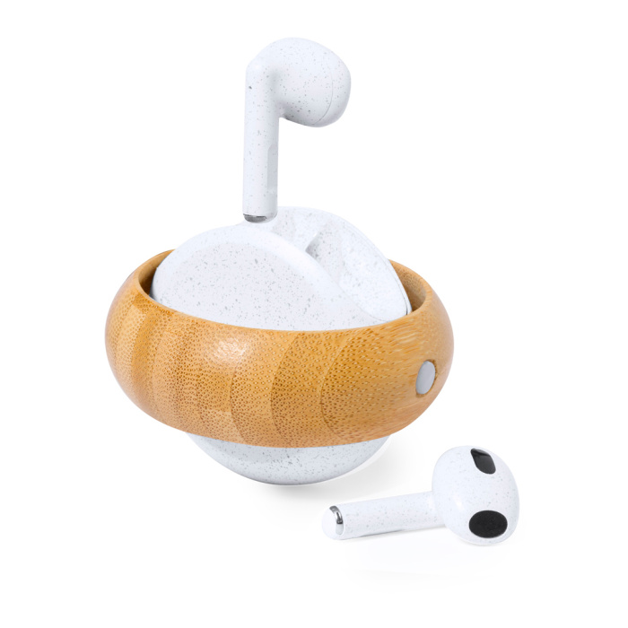Auricolari bluetooth in custodia girevole in bambù
