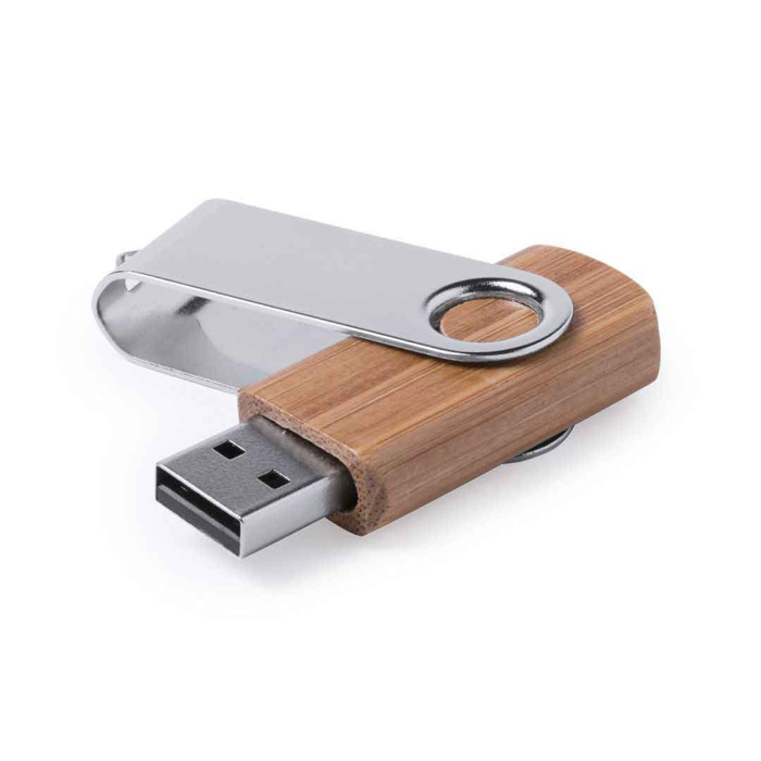 Usb in bamboo clip rotante in metallo | 16gb 