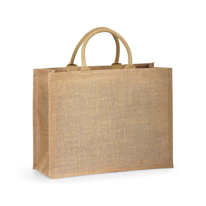 Shopper ecologica in iuta con manici rigidi e fodera